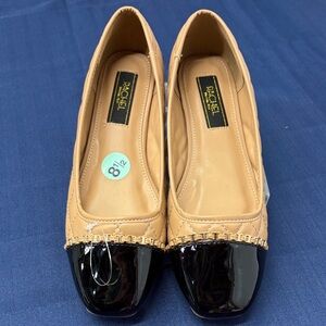 New Rachel Roy womens light brown&Black Quilted Flats shoes size 8.5 ballet
